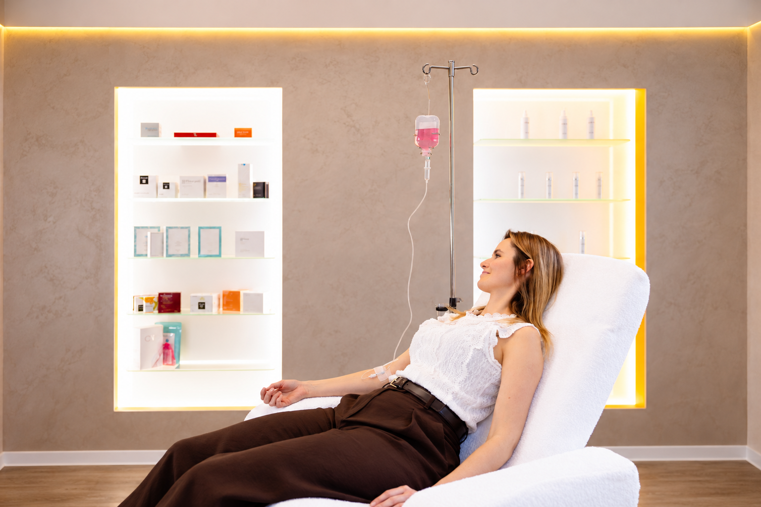 Patientin während der Infusionstherapie